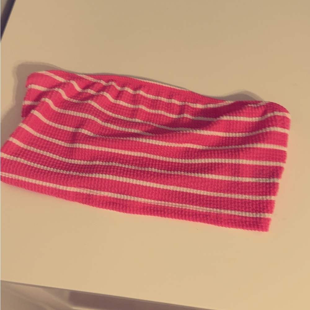 SHEIN Pink and White Striped Tube Top